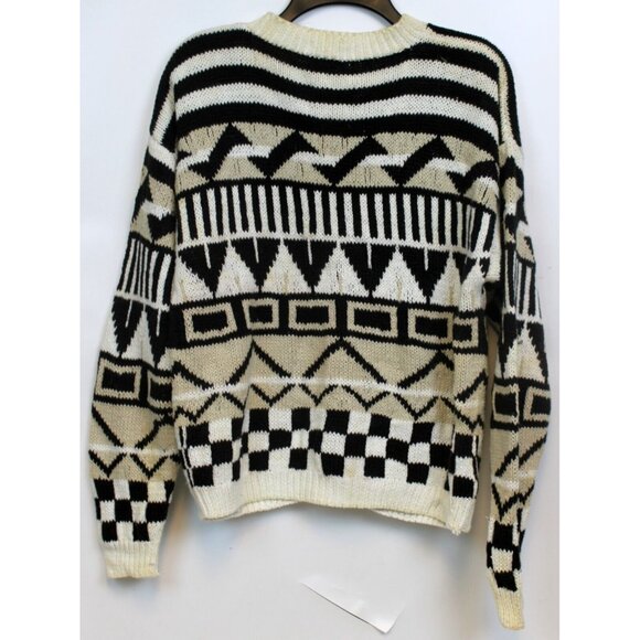VG 90s D.D. Sloane Sweater Cardigan sz S Black White Fashion Warm Hand Knit - Picture 5 of 10